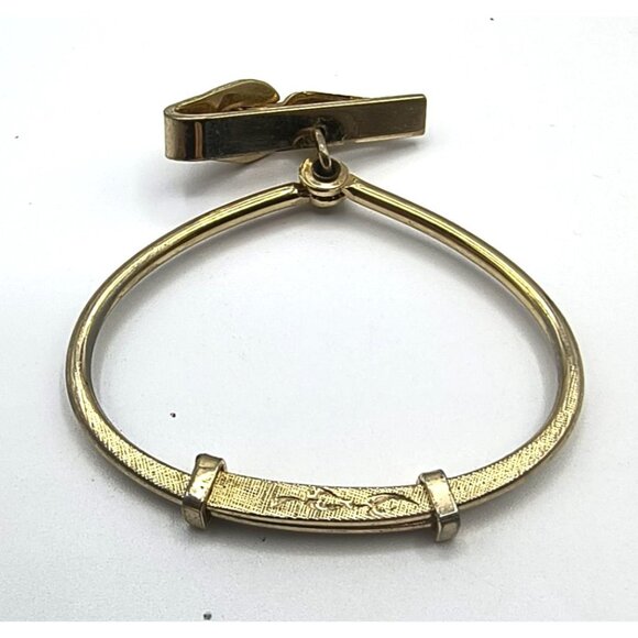 Vintage Swank Gold-Tone Tie Clip Bracelet With Engraved Detail For Men - Picture 1 of 3